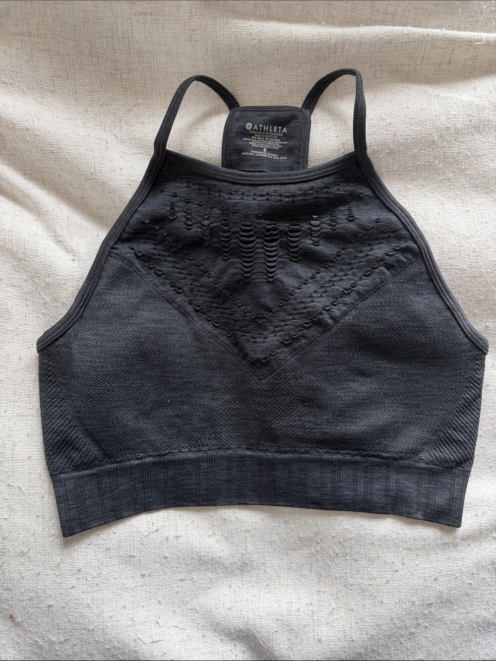 Athleta Black High-Neck Seamless Sports Bralette